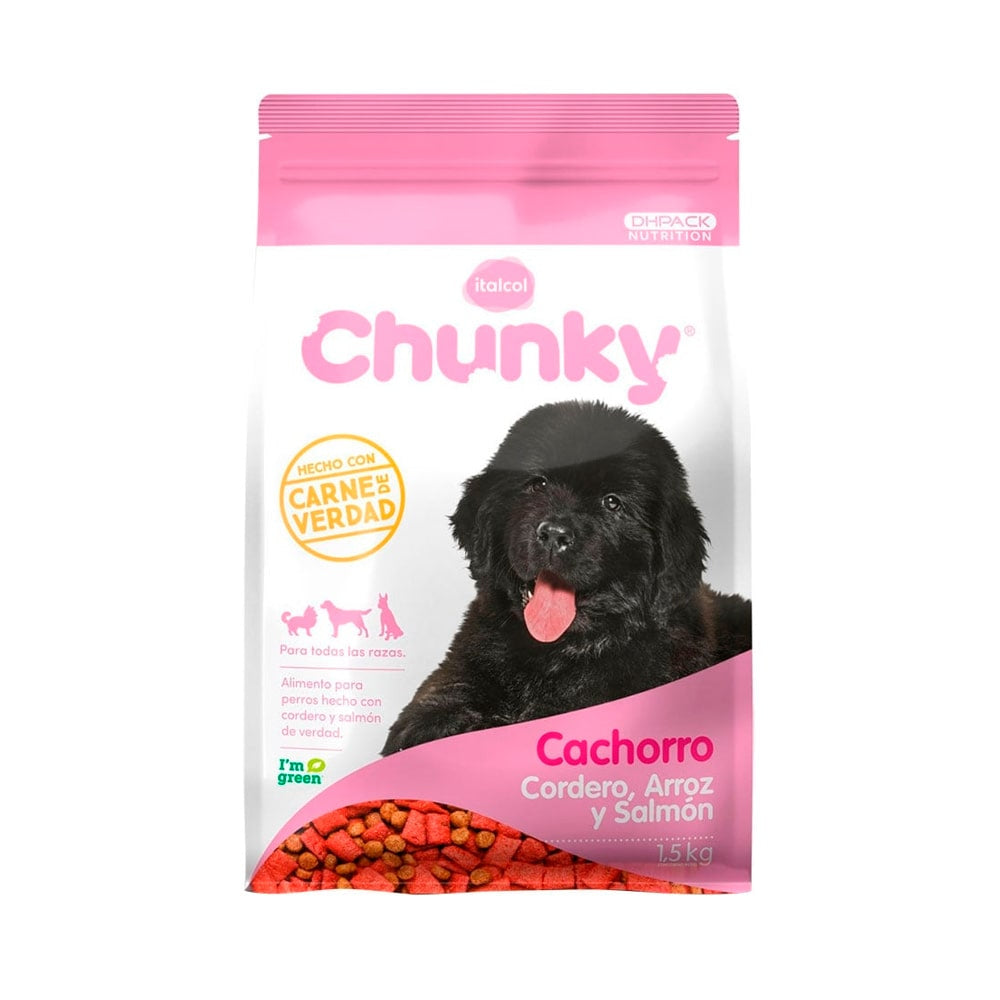 CHUNKY PERROS CACHORROS CORDERO, ARROZ Y SALMON