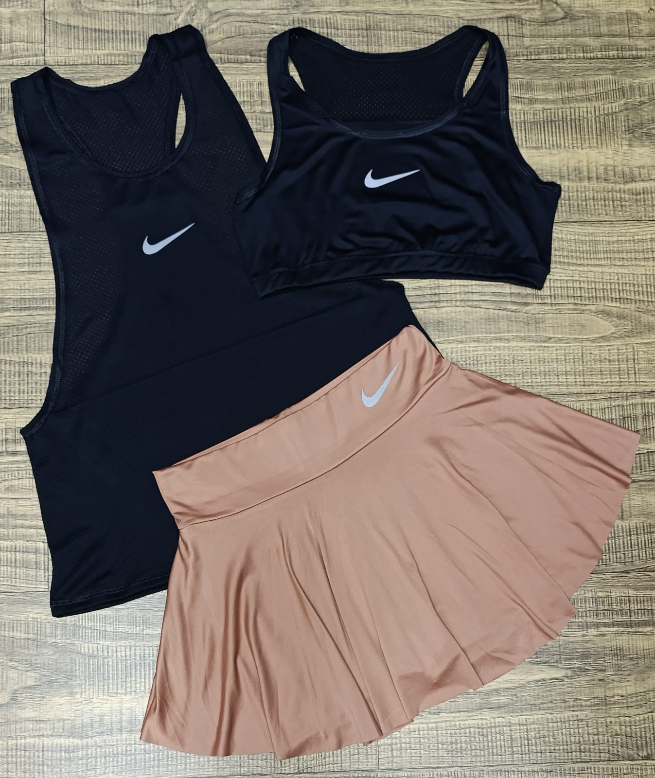 CONJUNTO TRIO FALDA, TOP, BLUSA