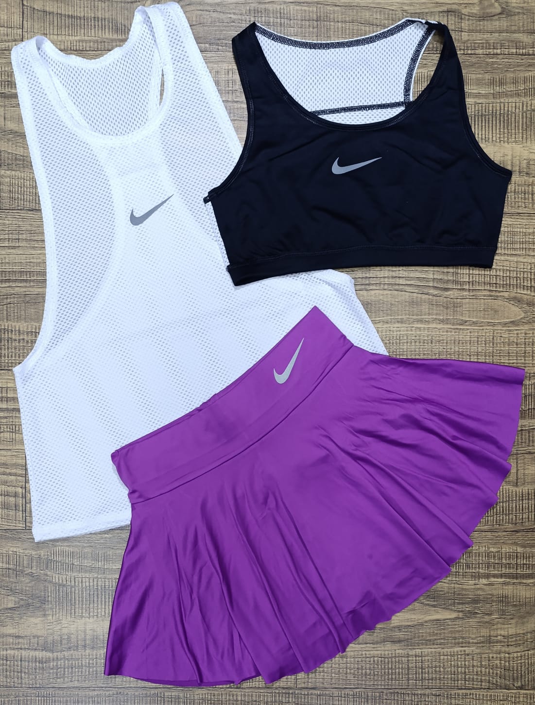 CONJUNTO TRIO FALDA, TOP, BLUSA