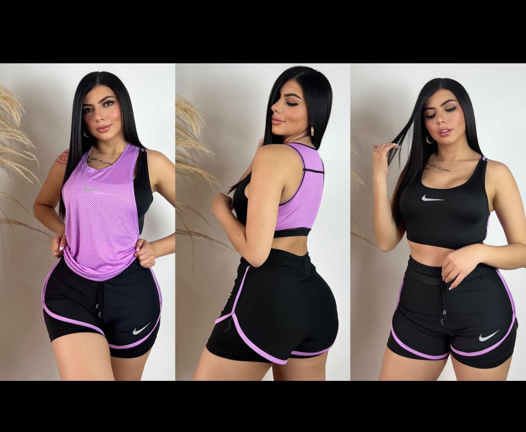 CONJUNTO TRIO SHORT, TOP Y BLUSA