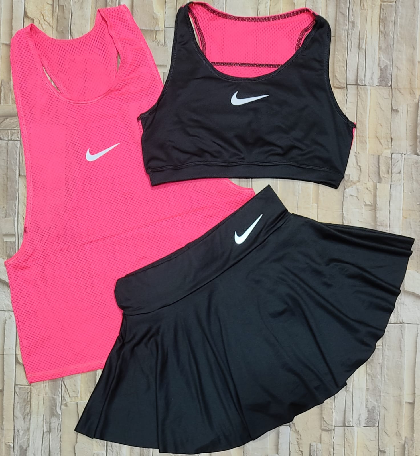 CONJUNTO TRIO FALDA, TOP, BLUSA