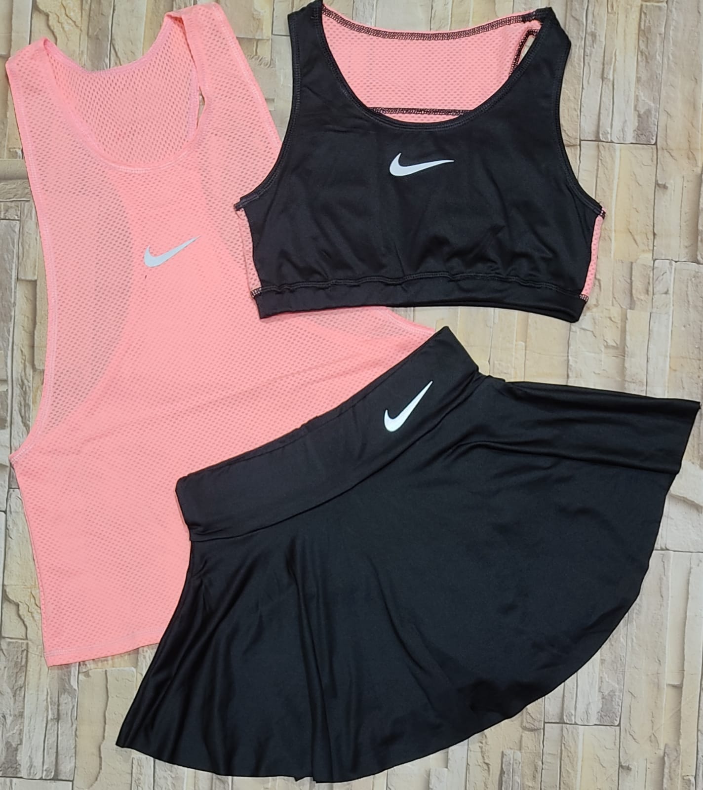 CONJUNTO TRIO FALDA, TOP, BLUSA