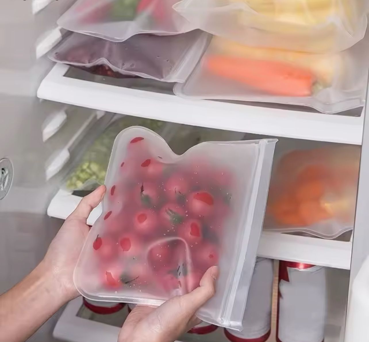 set de 5 Bolsas de silicona reutilizable con cierre hermético