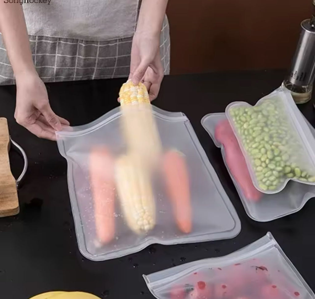 set de 5 Bolsas de silicona reutilizable con cierre hermético